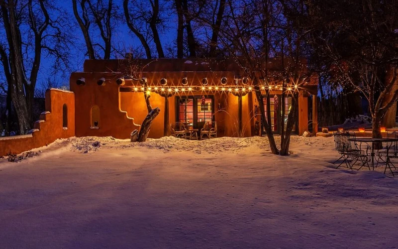 Adobe casita with a private hot tub at Adobe & Pines Inn in Ranchos de Taos near the Taos hot springs, New Mexico