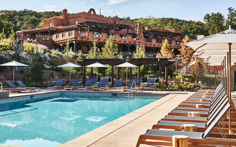 Bishop's Lodge in Tesuque, a luxury ranch resort near Santa Fe, New Mexico, with no hot springs on site
