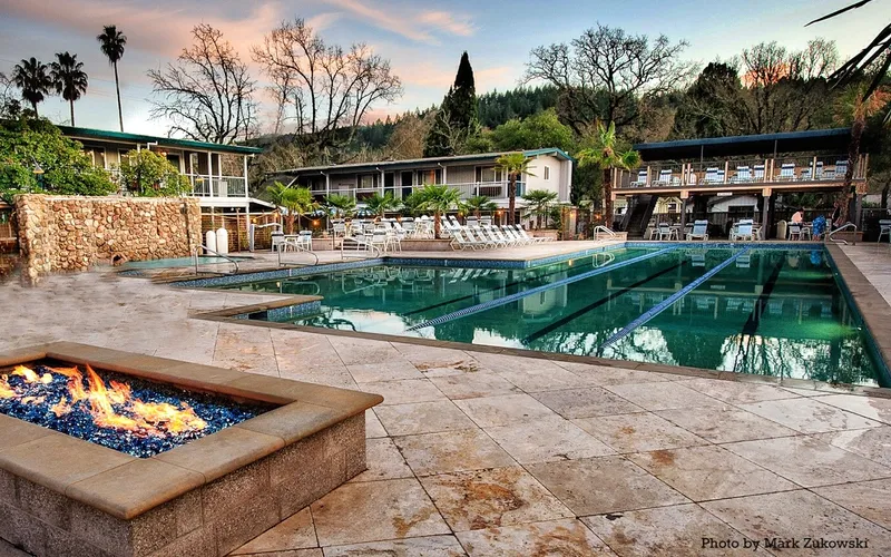 Calistoga Spa Hot Springs four geothermal mineral pools including the shallow wading pool, Calistoga hot springs hotels, California